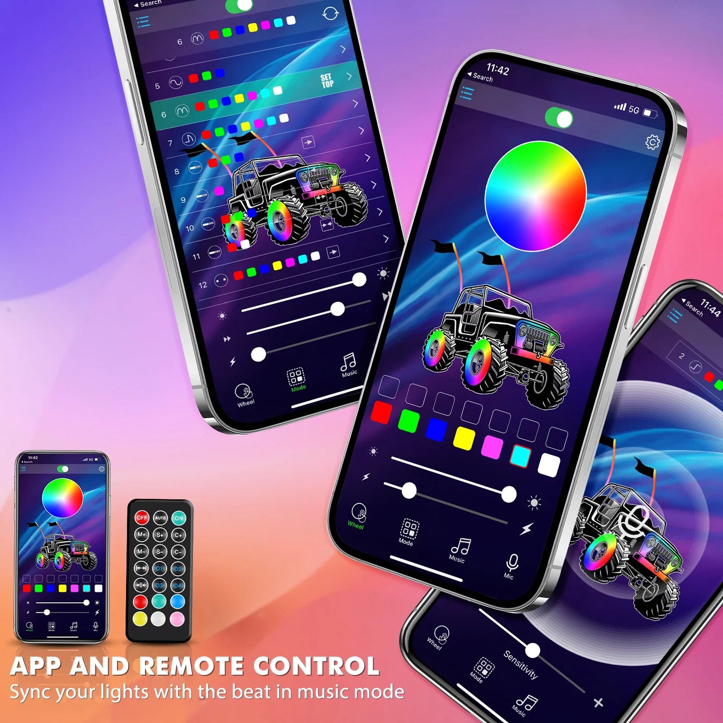 Altora Vortex 3FT 4FT 5FT 6FT LED Spiral Whip Light — RGB App Control Off-Road Flag Pole