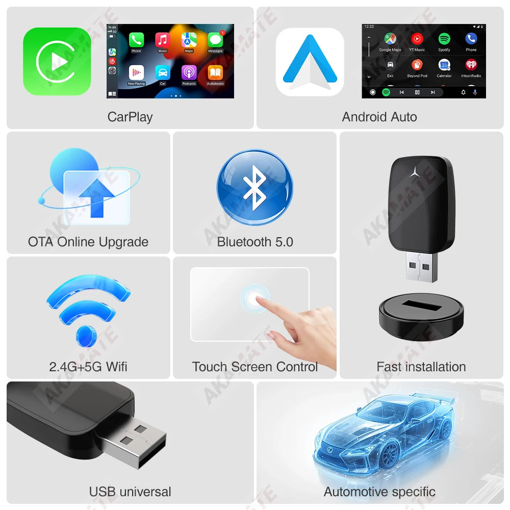 Altora Galaxy SmartLink Mini — 2-in-1 Wireless CarPlay & Android Auto Adapter
