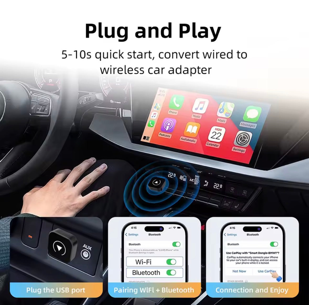 Altora Galaxy SmartLink Mini — 2-in-1 Wireless CarPlay & Android Auto Adapter