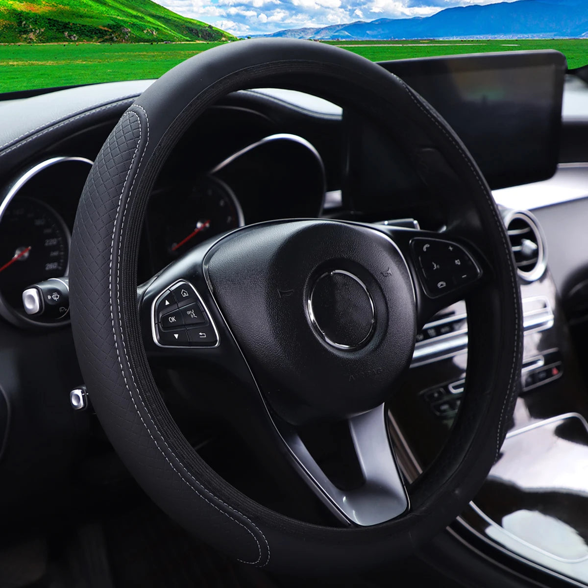 Altora GripLine 3D Steering Cover — Premium PU Leather Anti-Slip Universal Fit (14.5–15”)