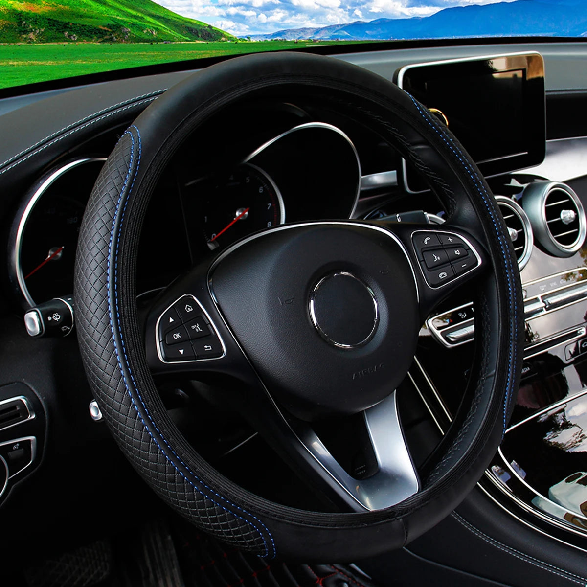 Altora GripLine 3D Steering Cover — Premium PU Leather Anti-Slip Universal Fit (14.5–15”)