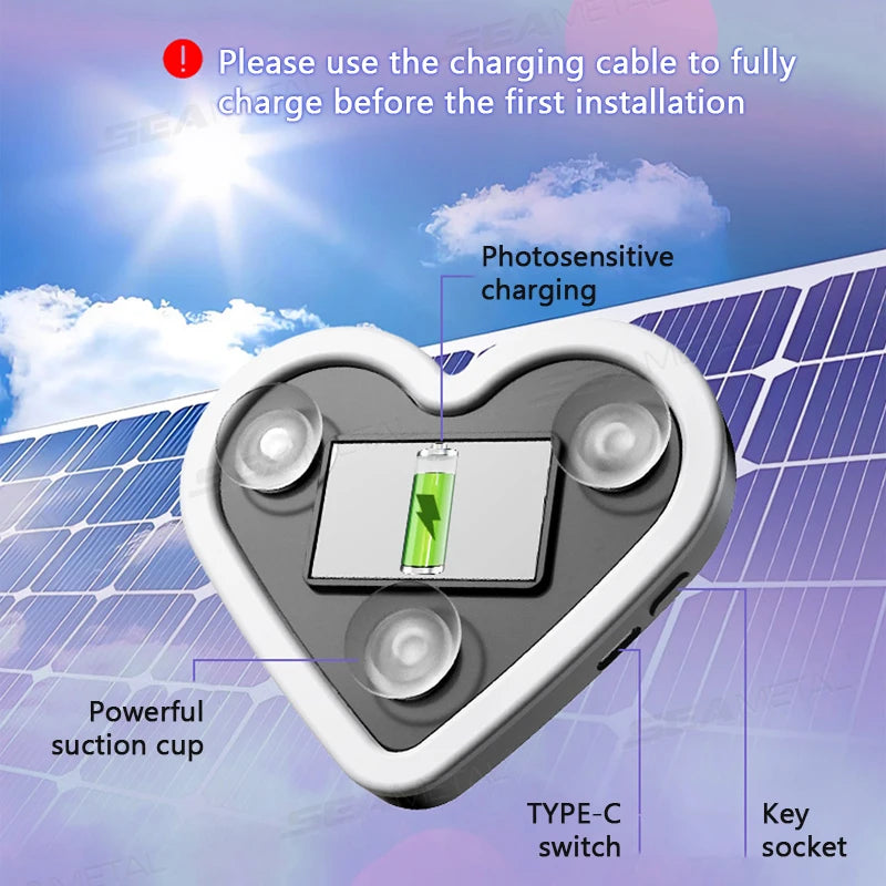 Galaxy Heart LED Ambient Light – Solar/USB Rechargeable Neon Lamp