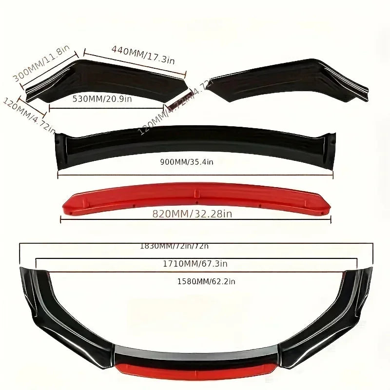 Altora AeroEdge — 3-Segment Adjustable Front Lip Splitter (Universal Fit)