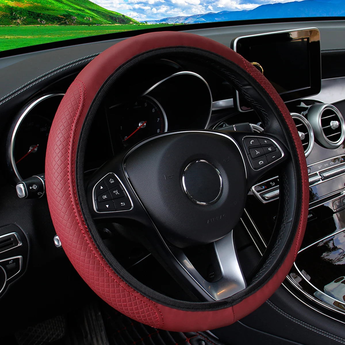 Altora GripLine 3D Steering Cover — Premium PU Leather Anti-Slip Universal Fit (14.5–15”)