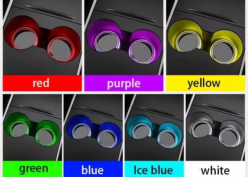 Altora 7-Color LED Cup Holder Coasters – Motion & Light Sensor Car Interior Mats (2pcs)